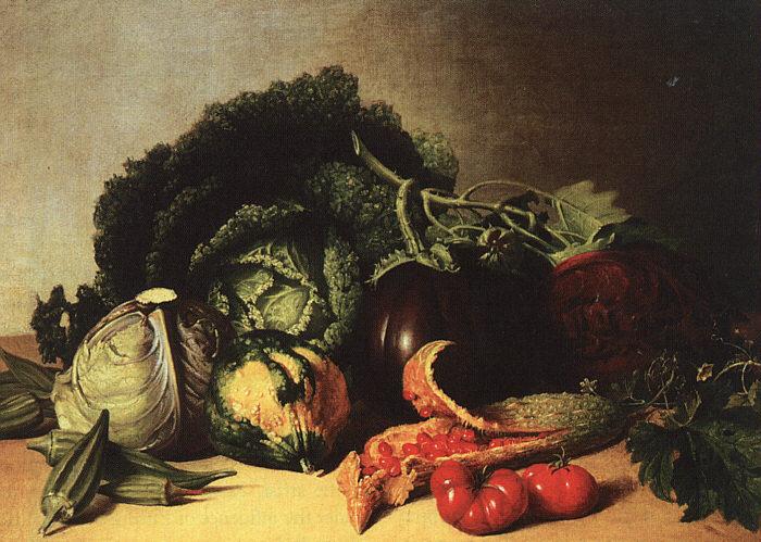 James Peale Still Life Balsam Apple and Vegetables